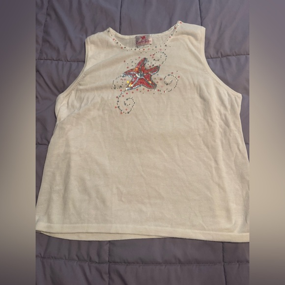 Starfish Embellished Cream Tank Top XL - Picture 1 of 3